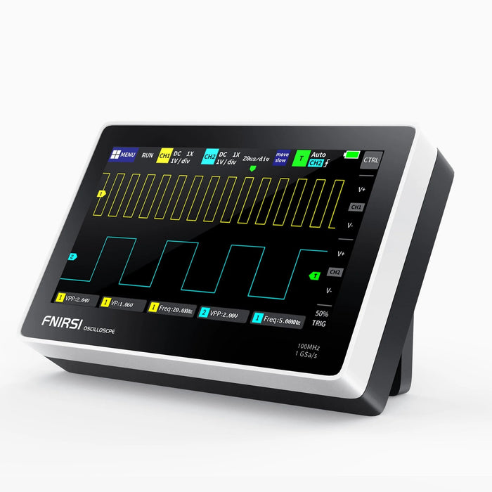 FNIRSI-1013D Dual-Channel Oscilloscope 100MHz Bandwidth 1GSa/s Sampling Rate with 7-Inch Touchscreen and 6000mAh Battery