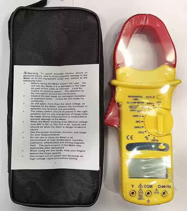 Waco 2205Hz TRMS Digital Clamp Meter - 1000A, 1999 Counts