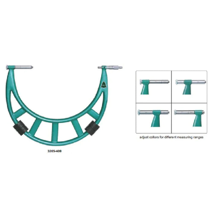 Insize (500-600MM) Outside Micrometer With Extension Anvil Collar (Long Range) 3205-600