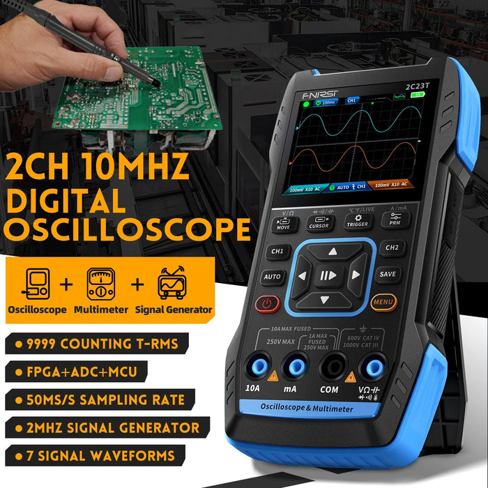 FNIRSI 2C23T Handheld Oscilloscope 10MHz Bandwidth with Built-In Multimeter and DDS Signal Generator