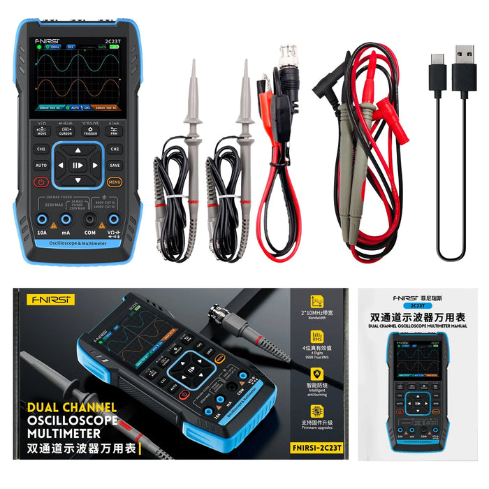 FNIRSI 2C23T Handheld Oscilloscope 10MHz Bandwidth with Built-In Multimeter and DDS Signal Generator