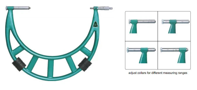 Insize (1200-1400MM) Outside Micrometer With Extension Anvil Collar (Long Range) 3205-1400