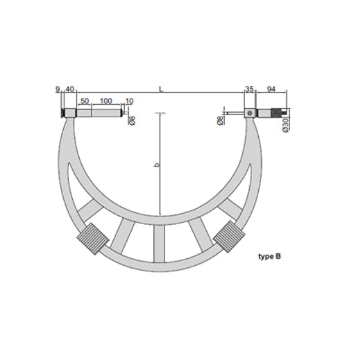 Insize (900-1000MM) Outside Micrometer With Extension Anvil Collar (Long Range) 3205-1000