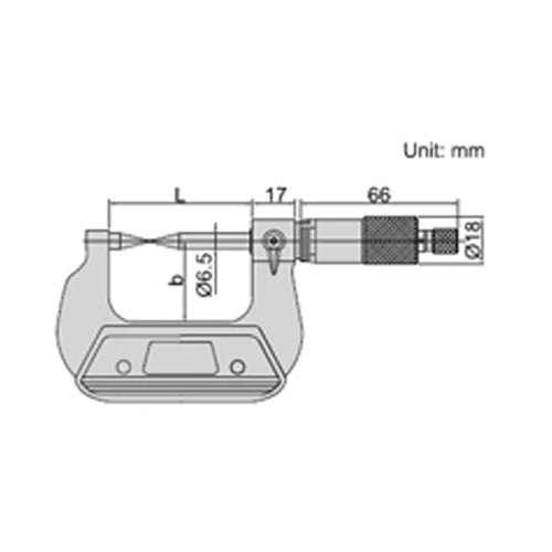 Insize (75-100MM) Point Micrometer 3230-100BA, 15 Deg  0.01mm