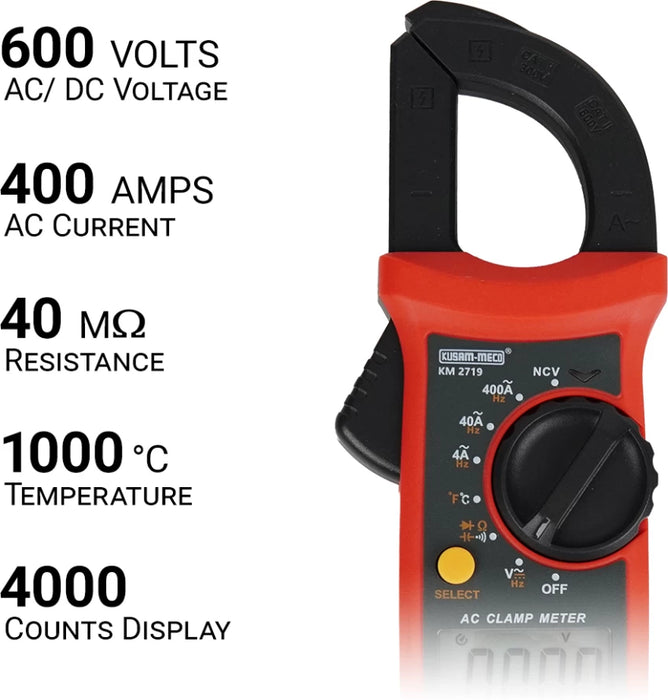 Kusam Meco 3¾ Digits AC TRMS Digital Clampmeter KM 2719