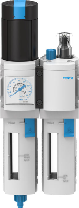 Festo 1/4 Inch 40 µm Fully Automatic FRC Service Unit with Plastic Bowl Guard MSB4-1/4-FRC6:J2M1