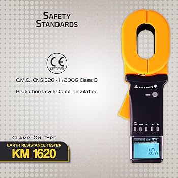 Kusam Meco KM 1620 Clamp On Earth Resistance Tester, Non-Intrusive Grounding Measurement, 0.01Ω to 1200Ω Range