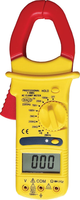 Waco 2205Hz TRMS Digital Clamp Meter - 1000A, 1999 Counts