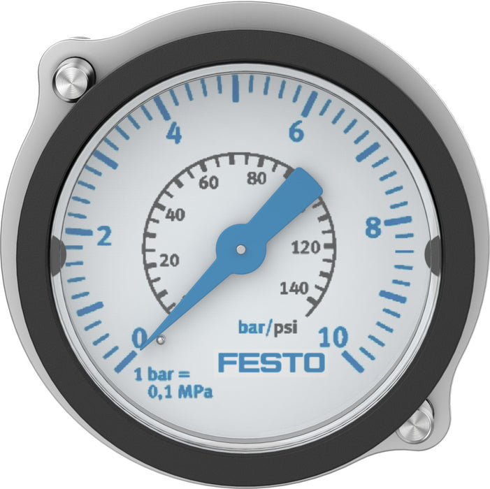 Festo 40mm 10 bar Flanged Pressure Gauge FMA-40-10-1/4-EN