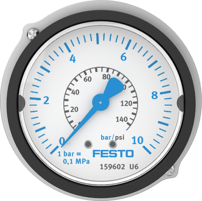 Festo 63mm 10 bar Flanged Pressure Gauge FMA-63-10-1/4-EN