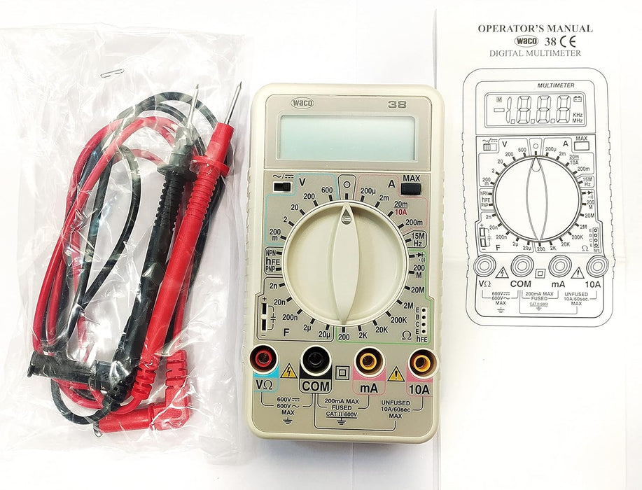 Waco 38 Digital Multimeter - 1999 Counts, 600V, 10A