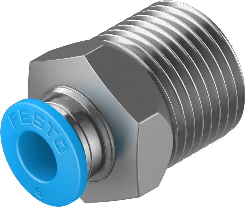 Festo 4 mm Quick Star R3/8 Male Thread with External Hex Push-in-Fitting QS-3/8-6