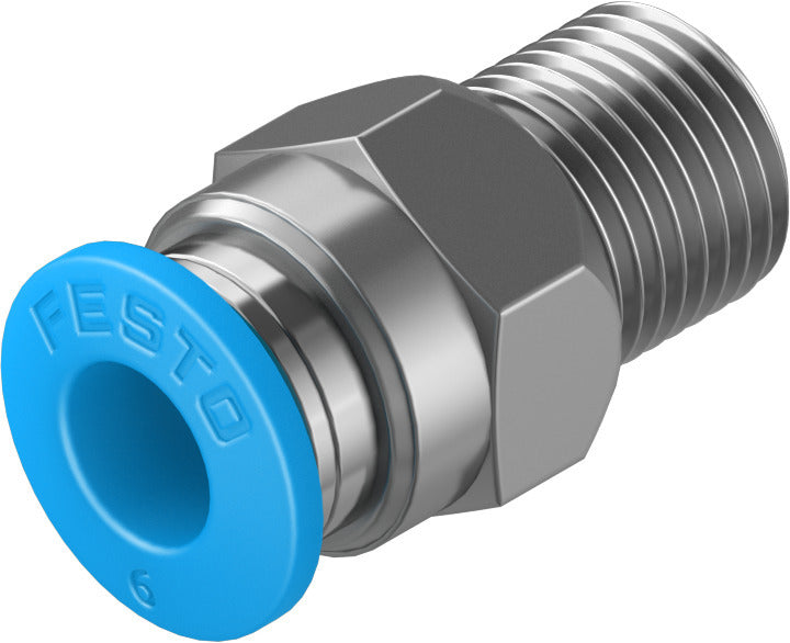 Festo 4 mm Quick Star R1/4 Male Thread with External Hex Push-in-Fitting QS-1/4-6