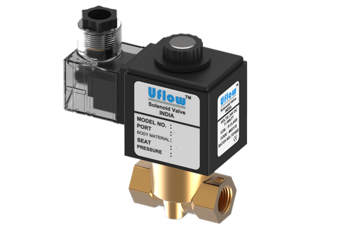 Uflow 1/2 Inch 2/2 Way Direct Acting Solenoid Valve Brass Body (0 – 10 Bar) with Epoxy Moulded LED Coil – Normally Close