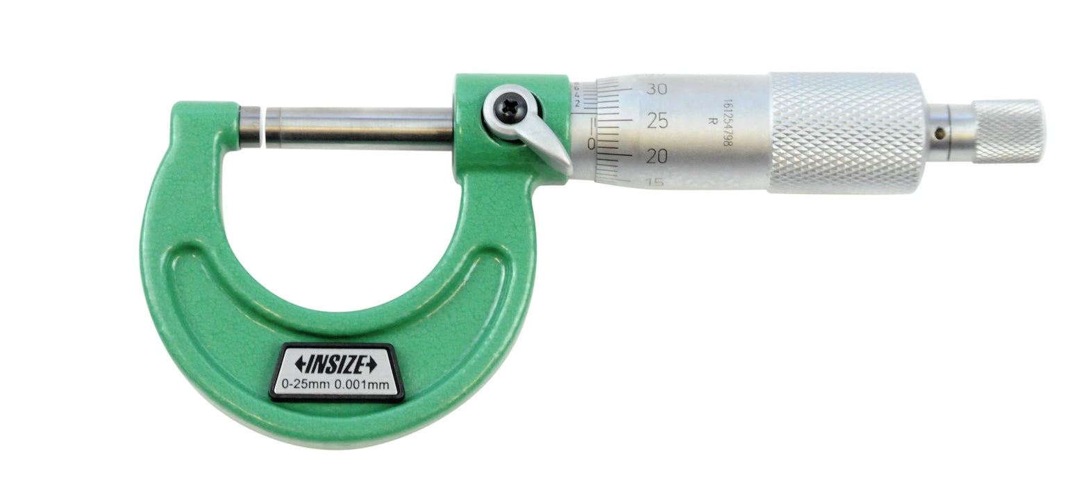 Insize 3210-25A Outside Micrometer 0-25mm Range ±0.004mm Accuracy with Carbide-Tipped Faces