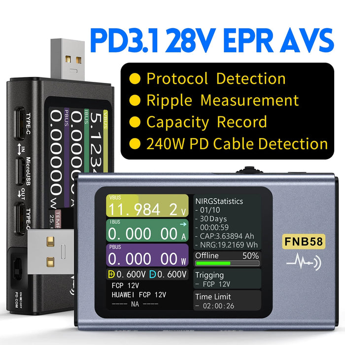 FNIRSI FNB58 USB-tester with Bluetooth