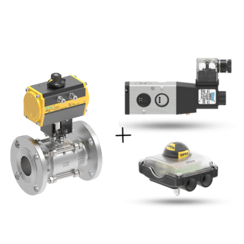 Uflow 2 Inch / 50mm SS304 Pneumatic Ball Valve Flanged with Solenoid Valve 110v AC & Limit Switch 1NO-NC