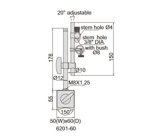 Insize 60kgf Magnetic Dial Stand 6201-60 With Fine Adjustment