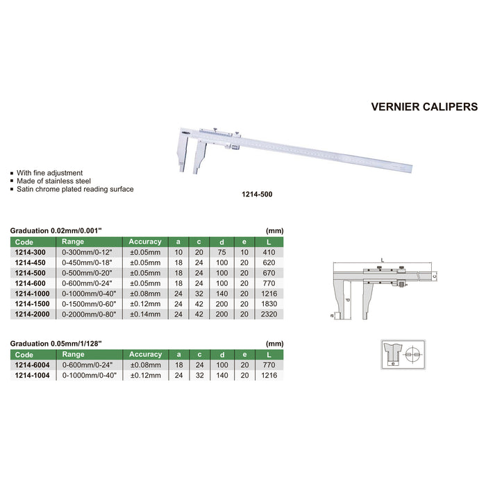 Insize 0-2000mm Vernier Caliper (Long Range) 1214-2000