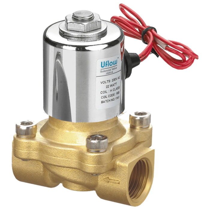 Uflow 1/2 Inch 2/2 Way Semi-Lift Diaphragm Operated Solenoid Valve Brass Body with IP68 Weather Proof Coil – Screwed Ends