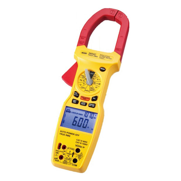 Waco 3604C Digital Insulation Clamp Meter - 6000 Counts, 1000A, 4-in-1 Functionality