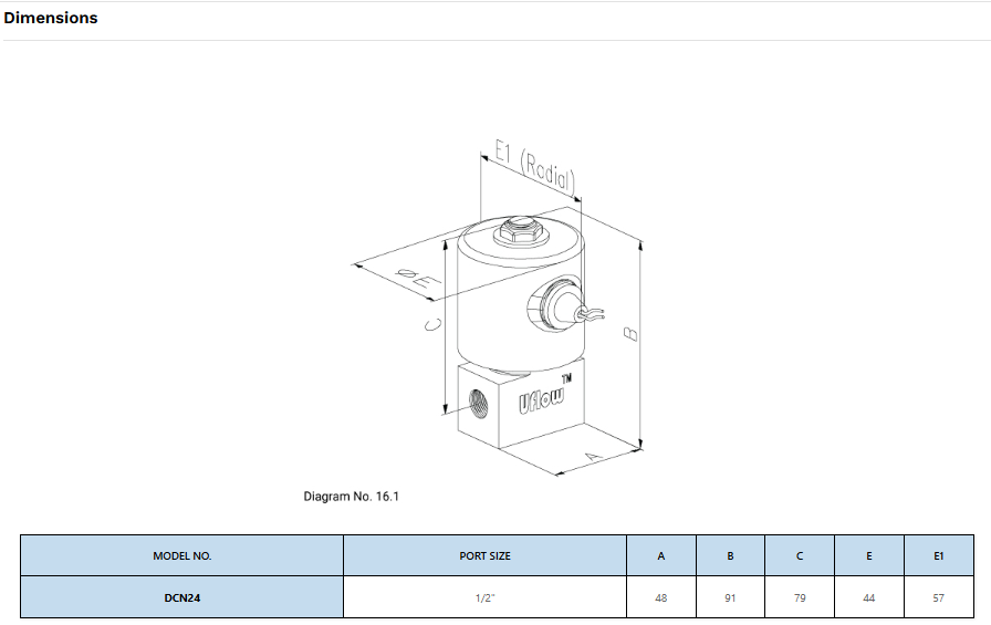 Uflow 1/2 Inch 2/2 Way Direct Acting Solenoid Valve SS 304 Body (0 – 10 Bar) with IP68 Weather Proof Coil – Normally Close