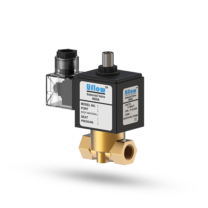 Uflow 1/2 Inch 3/2 Way Direct Acting Solenoid Valve Brass Body (0 – 10 Bar) with Epoxy Moulded LED Coil – Normally Close