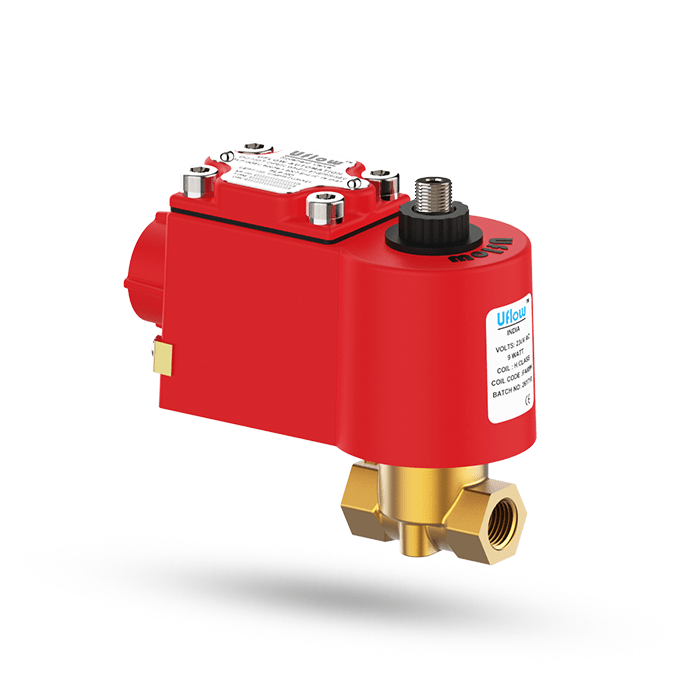 Uflow 1/2 Inch 3/2 Way Direct Acting Solenoid Valve Brass Body (0 – 10 Bar) with IP67 Flame Proof Coil – Normally Close