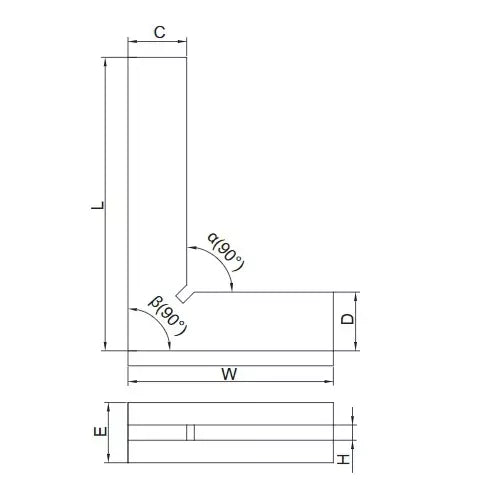 Insize 90° (150 x 100mm) flat edge square 4791-1501