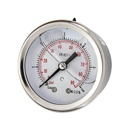 Akari Pressure Gauge Akari 63mm 1/4" Thread (BSP) Glycerin Filled Pressure Gauge, Back Connection