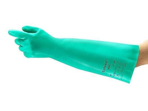 Ansell Chemical Resistant Gloves Ansell Chemical Resistant Gloves Nitrile Green 10No. Solvex 37-185 (Pair Of 12)