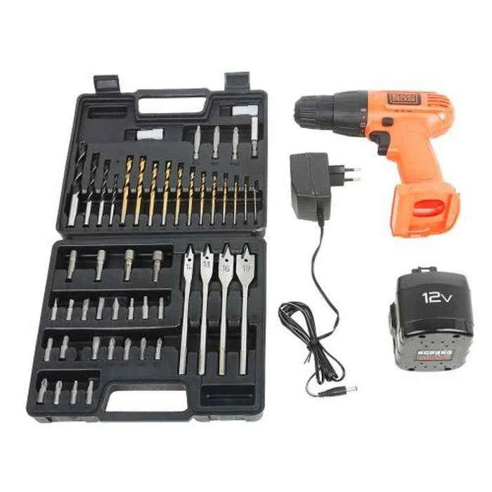 Black & Decker Cordless Drill Black+Decker CD121K50-IN 10mm 12V 1200 RPM Cordless Drill