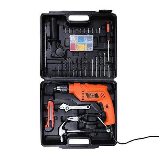 Black & Decker Drill Kit Black+Decker 100 Pcs 550W HD555KMPR-B1 Impact Drill Kit, for Home,DIY and Professional use