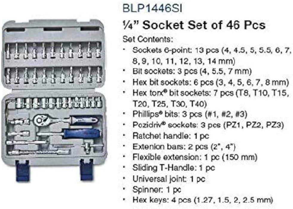 BluePoint Socket Sets Blue-Point Drive Size 1/4 Inch Drive Socket Set, BLP1446SI (Pack of 46 Pcs.)