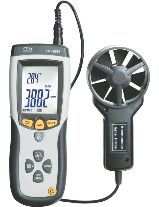 CEM Thermometer CEM 0.40-30m/s Digital Thermo Anemometer with built in Infra Red Thermometer -50 to 500°C DT-8894