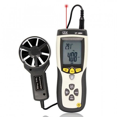 CEM Thermometer CEM 0.40-30m/s Digital Thermo Anemometer with built in Infra Red Thermometer -50 to 500°C DT-8894