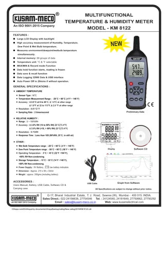 Kusam Meco MULTIFUNCTIONAL TEMPERATURE & HUMIDITY METER KM 8122