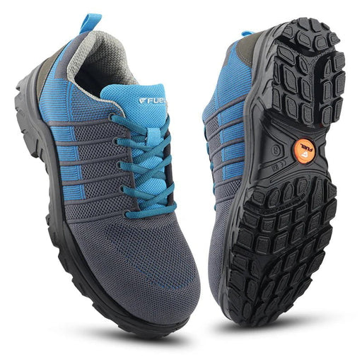 Fuel Safety Shoes Fuel Aqua Blue Sporty Design Knitted Fabric Safety Shoes