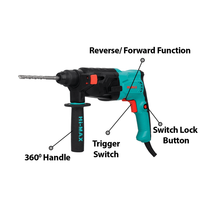 Hi-Max Rotary Hammer HI-Max 20 mm Rotary Hammer Drill 600W, 1000 RPM (IC-072)