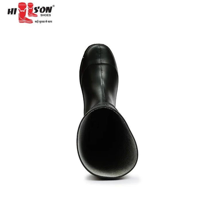 Gumboot Hillson Welcome 12 Inch Black & Yellow Plain Toe