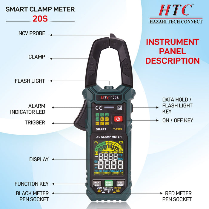 HTC Clamp Meter HTC 3-1/4 Digits 6000 Counts 20S Smart Clamp Meter