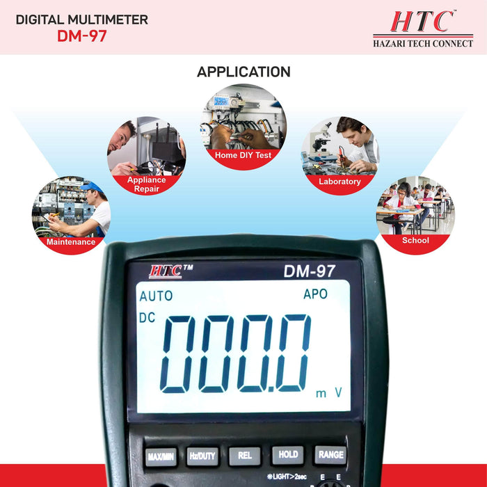 HTC Instruments Digital Multimeter HTC Instruments DM-97 Digital Multimeter with Temp- True Rms