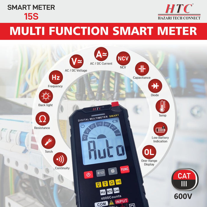 HTC Multimeter HTC 3¾ Digits 5999 Counts True RMS 15S Smart Meter