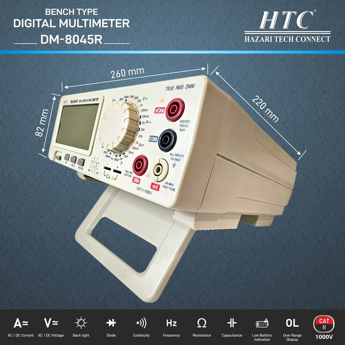 HTC Multimeter HTC DM-8045R 4½ Digit True RMS 20A Dual Display Bench Type Multimeter