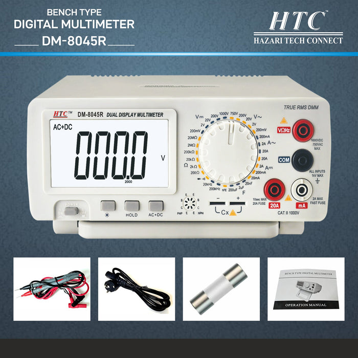 HTC Multimeter HTC DM-8045R 4½ Digit True RMS 20A Dual Display Bench Type Multimeter