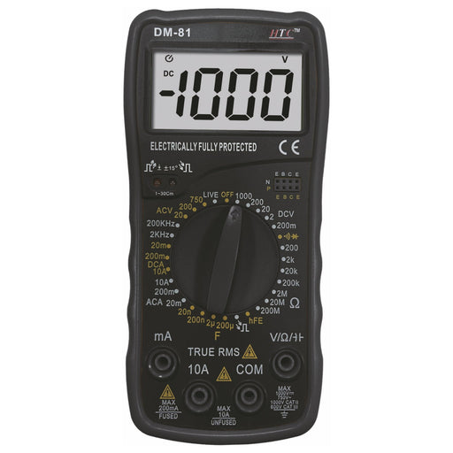 HTC Multimeter HTC DM–81 3½ Digit 1999 Count 20mA-10A True RMS Manual Multimeter