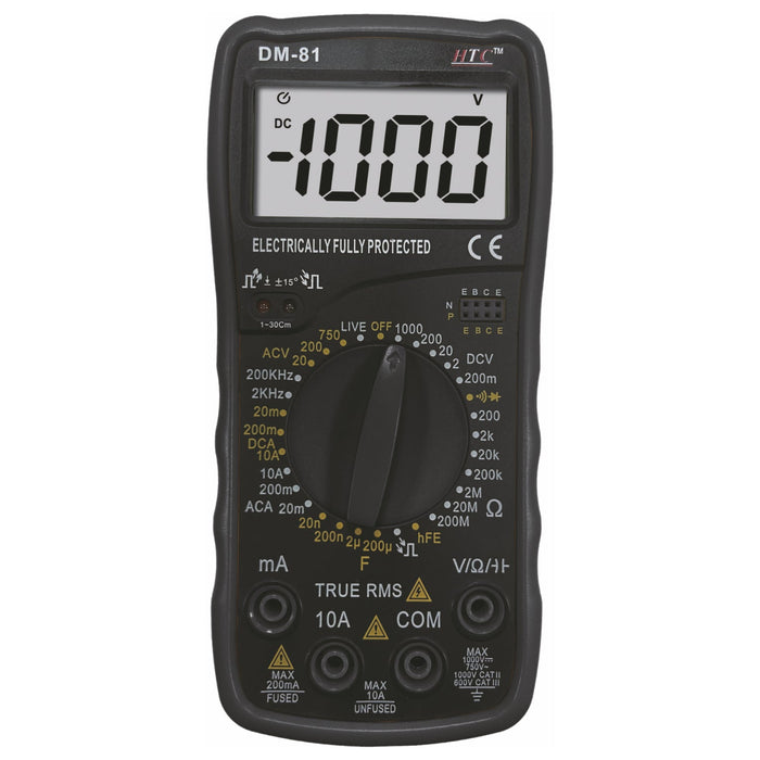 HTC Multimeter HTC DM–81 3½ Digit 1999 Count 20mA-10A True RMS Manual Multimeter