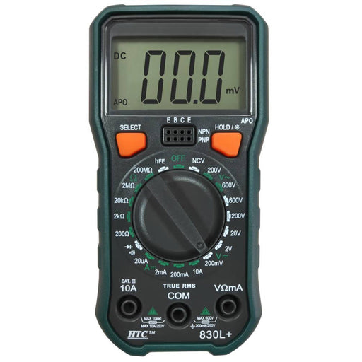 HTC Multimeter HTC DM–830L+ 3½ Digit 1999 Count True RMS Manual Multimeter with Backlight