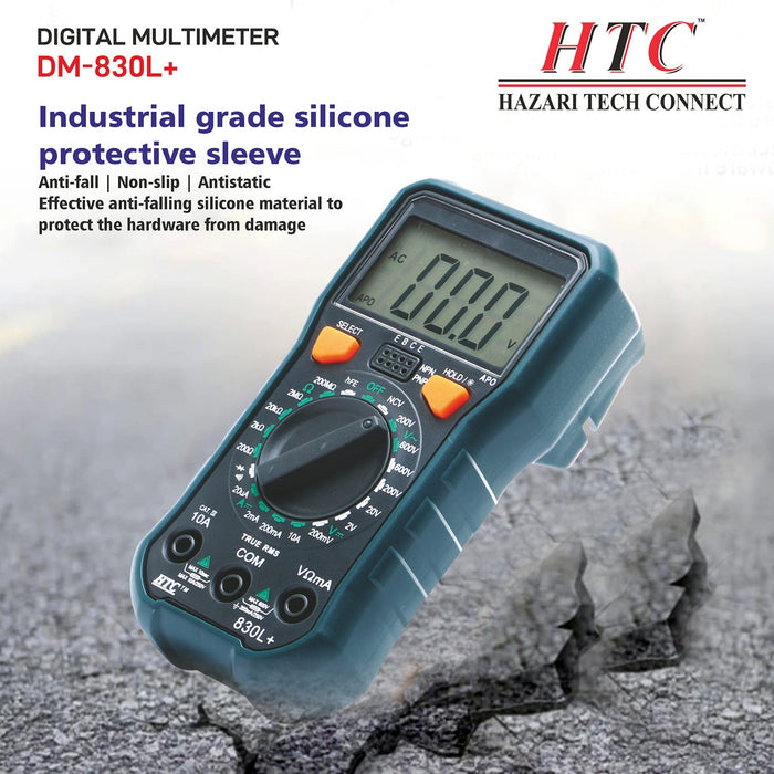 HTC Multimeter HTC DM–830L+ 3½ Digit 1999 Count True RMS Manual Multimeter with Backlight