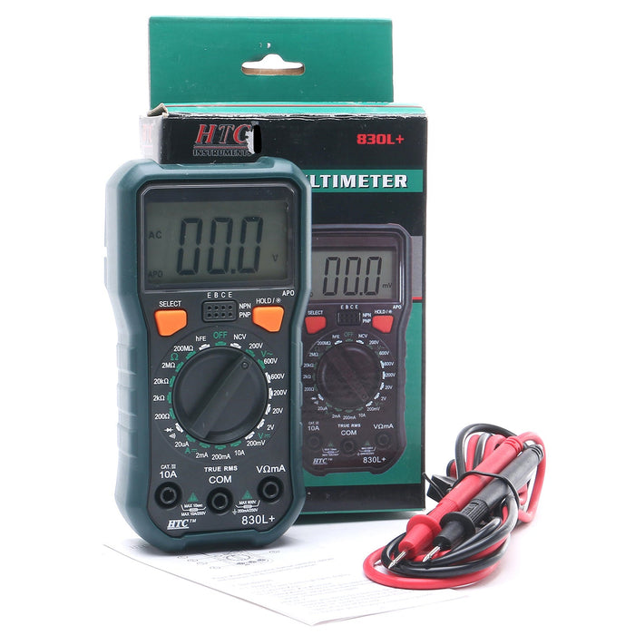 HTC Multimeter HTC DM–830L+ 3½ Digit 1999 Count True RMS Manual Multimeter with Backlight